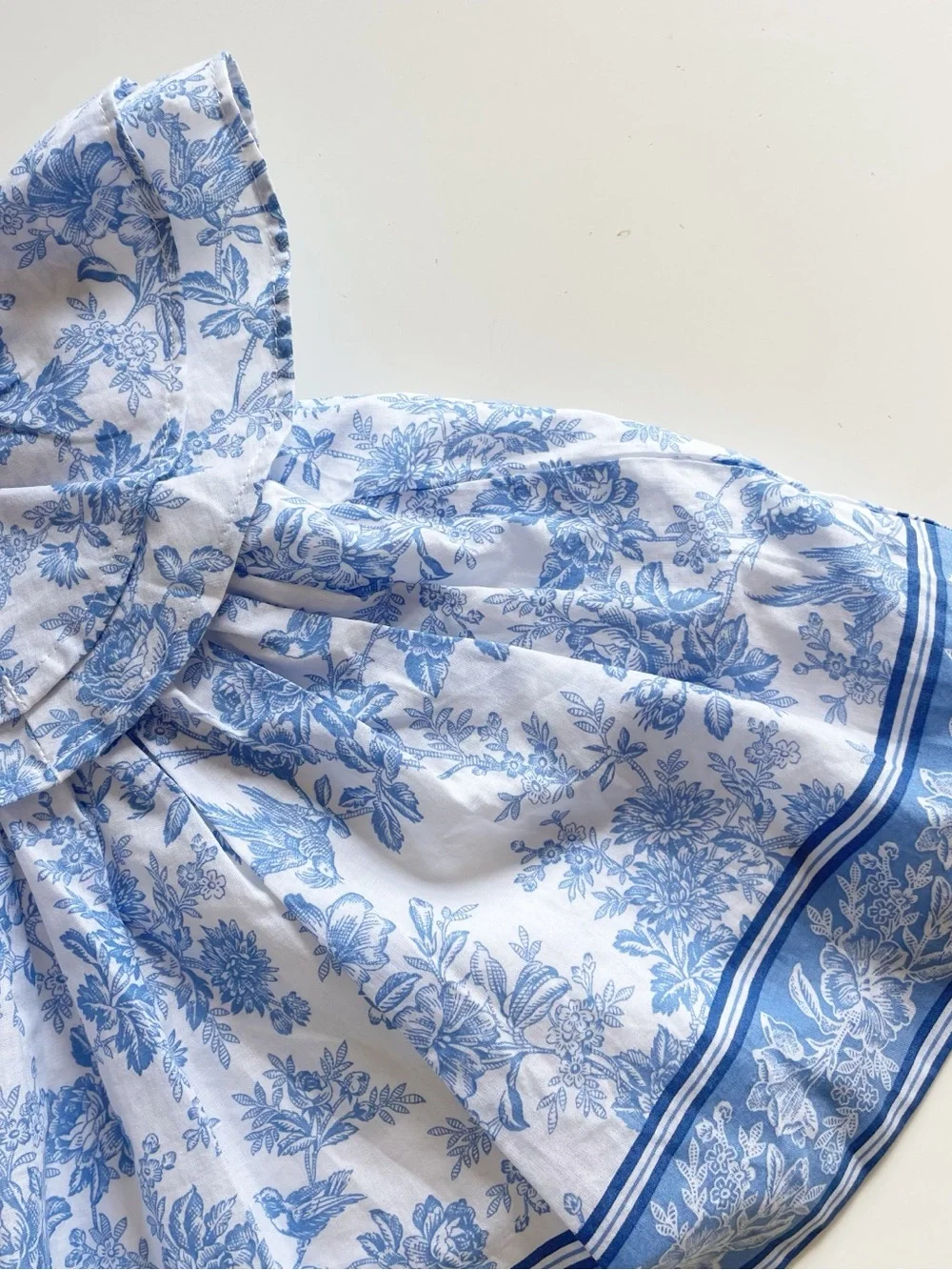 NWT | Janie and Jack Baby Floral Blue Border Dress & Bloomers • 0-3m